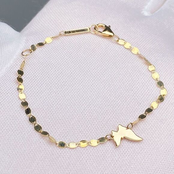 Lana Girl 14K Yellow Gold & Diamond Tiny Butterfly Bracelet - Picture 8 of 9